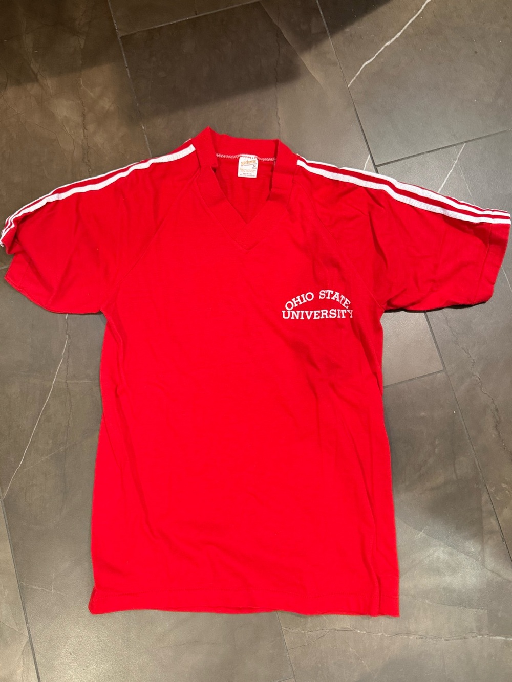 Ohio State University Red V-Neck Athletic Tee